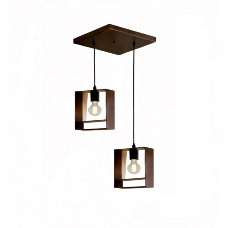 NG Lighting Κρεμαστό Φωτιστικό Οροφής Χειροποίητο Μεταλλικό Σκουριά/Μόκα Δίφωτο Ε27 30x80cm 2127165